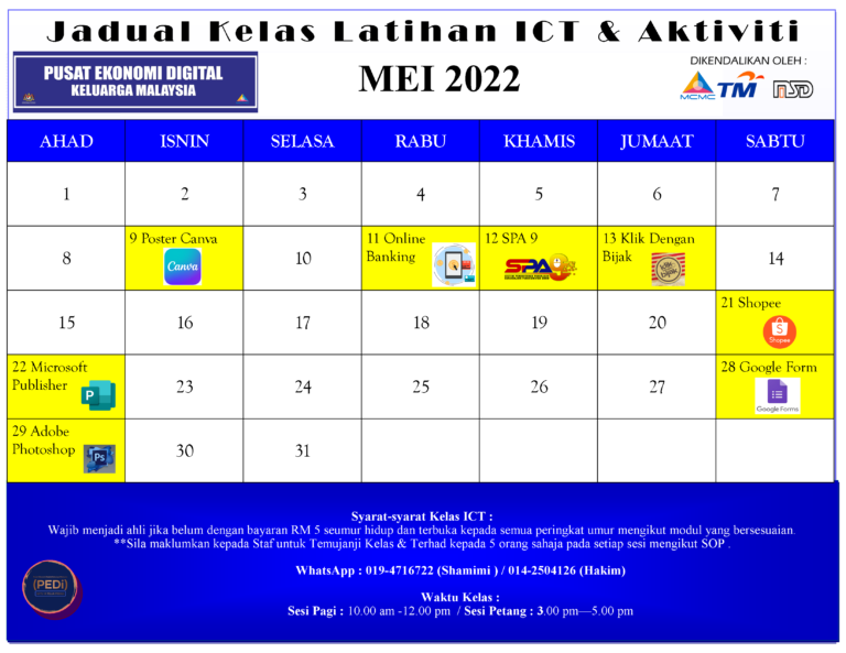 Jadual PEDi Mei 2022